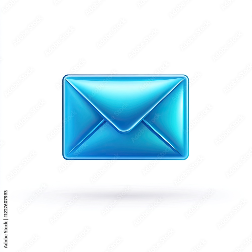 Stylish Blue Envelope Icon with Glossy Finish for Digital Communication and Messaging Applications Stylish Blue Envelope Icon with Glossy Finish for Digital Communication and Messaging Applications