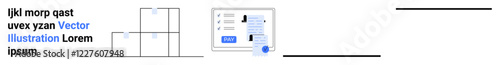 Web interface design with text layout, modular grid framework, dropdown options, and save button. Ideal for UIUX design, templates, customization, prototyping, web graphics tech modern abstract