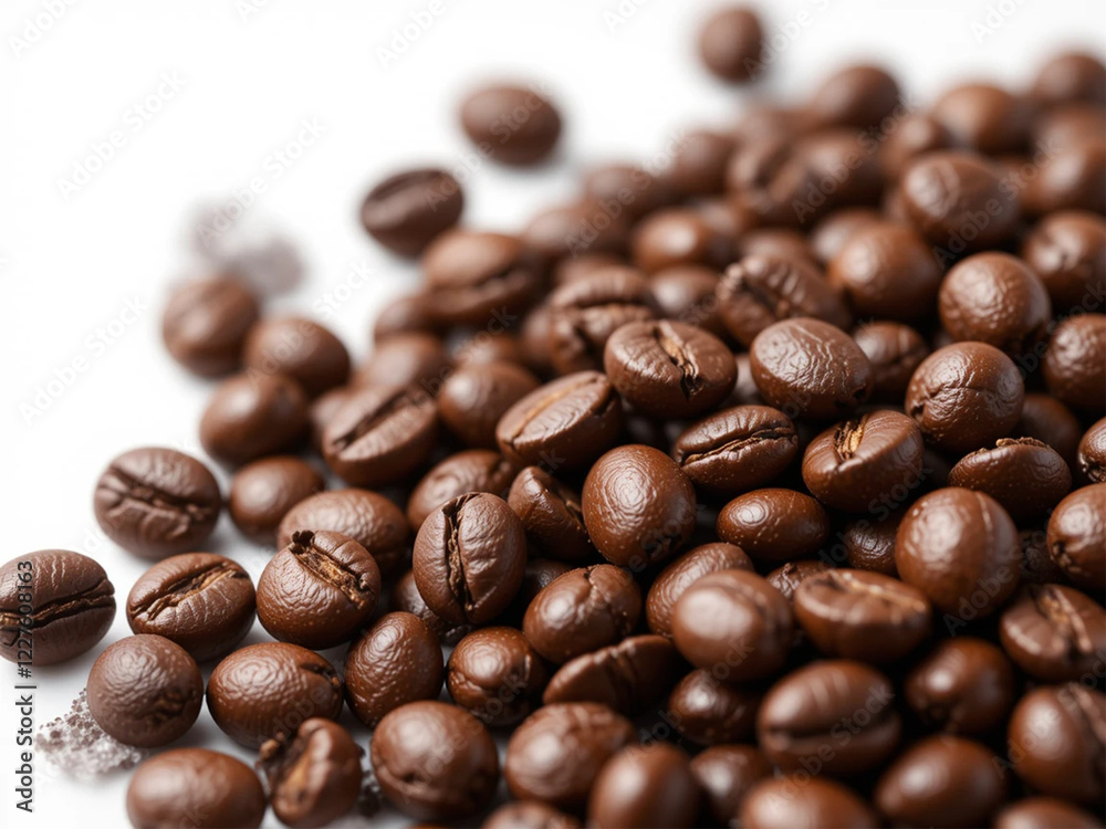 High quality close-up of roasted coffee beans with rich brown texture, isolated on white background. Perfect for coffee-related designs, branding and advertising. High quality close-up of roasted coffee beans with rich brown texture, isolated on white background. Perfect for coffee-related designs, branding and advertising.