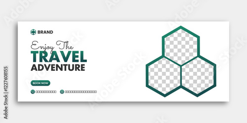 Creative travel Facebook cover Template design for tourism business agency.