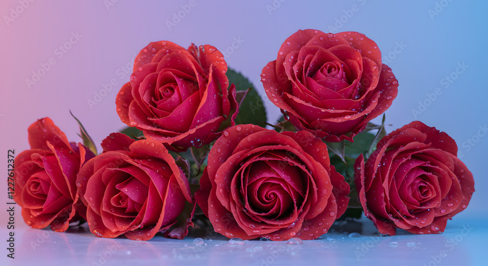 composition of roses highlighted by a background of drops of water. composition of roses highlighted by a background of drops of water.