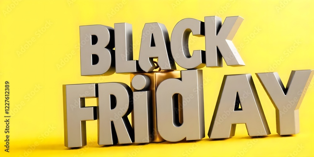Black Friday Sale 3D Text Yellow Background Design Gift Deals Offer Image Style Black Friday Sale 3D Text Yellow Background Design Gift Deals Offer Image Style