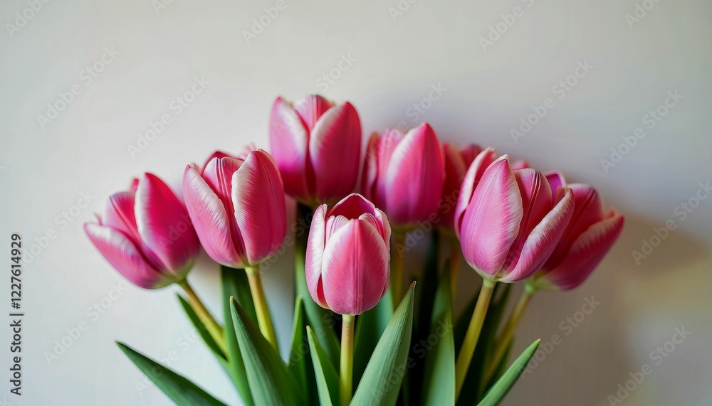 Fresh Pink Tulips Bouquet on White Background Fresh Pink Tulips Bouquet on White Background