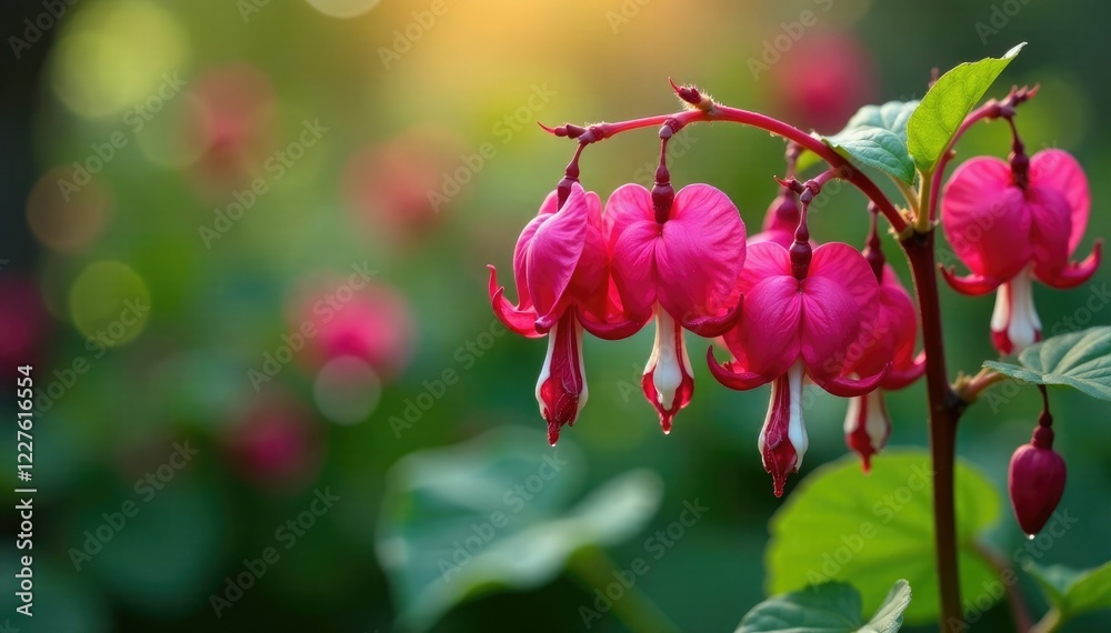 Colorful bleeding heart flowers in full bloom, flowers, , foliage Colorful bleeding heart flowers in full bloom, flowers, , foliage