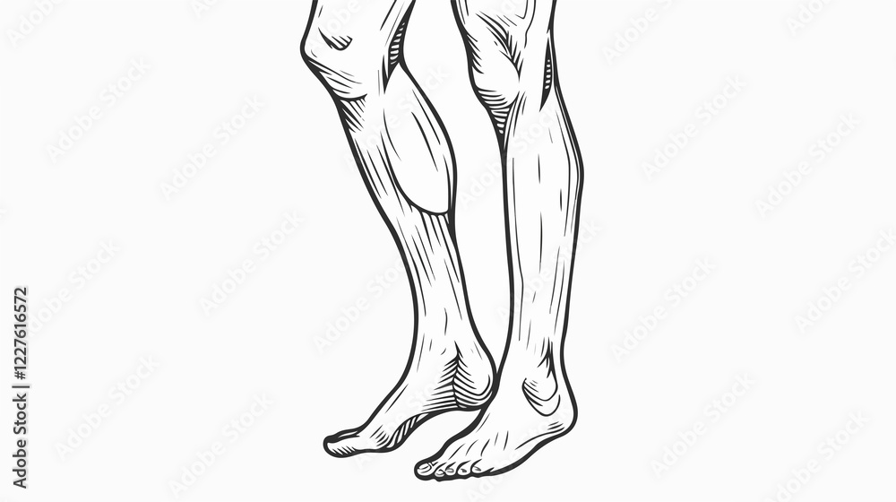 Leg, Calf, and Foot Outline Icon Vector Illustration Leg, Calf, and Foot Outline Icon Vector Illustration