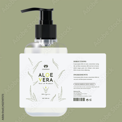 Minimalist aloe vera label design for skincare packaging. It features clean lines, natural patterns,
and an eco-friendly aesthetic, making it perfect for branding organic and cosmetic products.