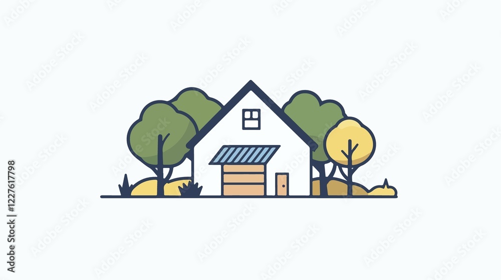Modern Flat Vector Illustration of Farm Barn and Agriculture Field Modern Flat Vector Illustration of Farm Barn and Agriculture Field