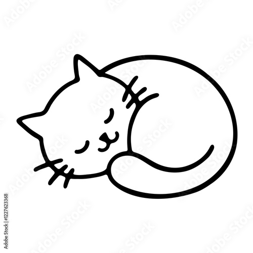 cute cat sleeping illustration for coloring books