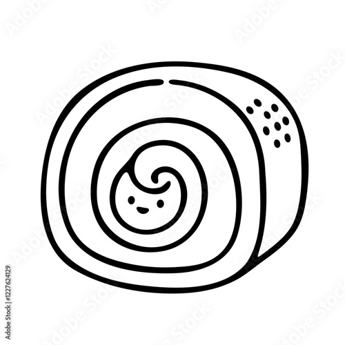 cute roll cake illustration for coloring books