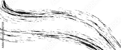 black brush strokes oil paints on white paper. Isolated on white background.