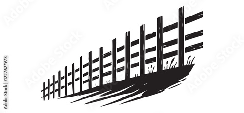Silhouette of a Tilted Wooden Fence