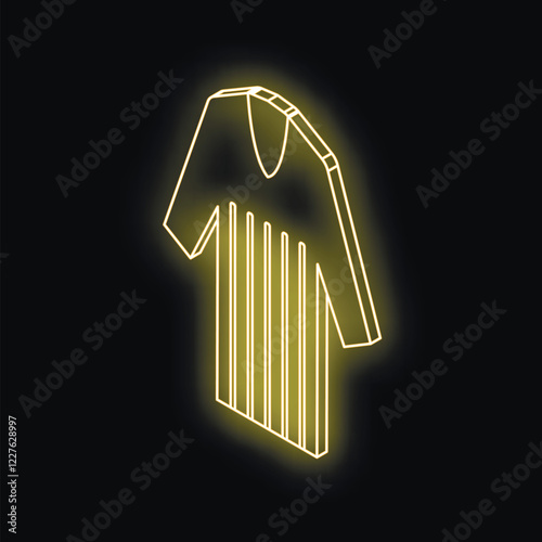 Neon yellow referee shirt glowing on a black background, representing sports, justice, and fair play