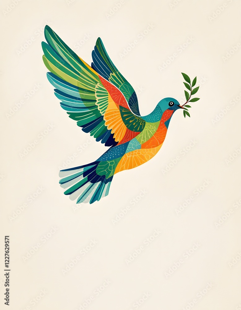 Fototapeta premium Vibrant Colorful Dove Peace Symbol Art Print