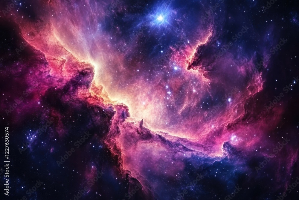 Colorful cosmic nebula displayed in the depths of space at night Colorful cosmic nebula displayed in the depths of space at night
