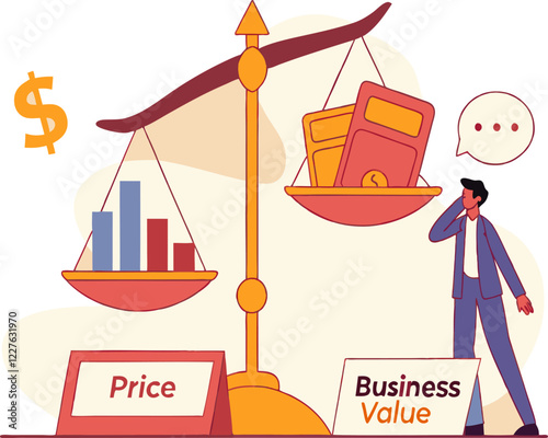 illustration of finance business and silhouette scales