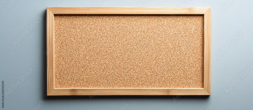 Fototapeta premium Corkboard in wooden frame on light background blank space for notes reminders and decoration ideas with empty area for text or images