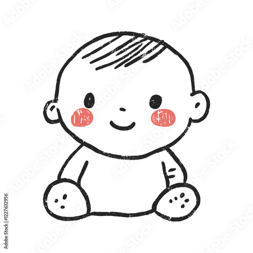Cute baby hand drawn vector illustration. Naive doodle art drawing pencil