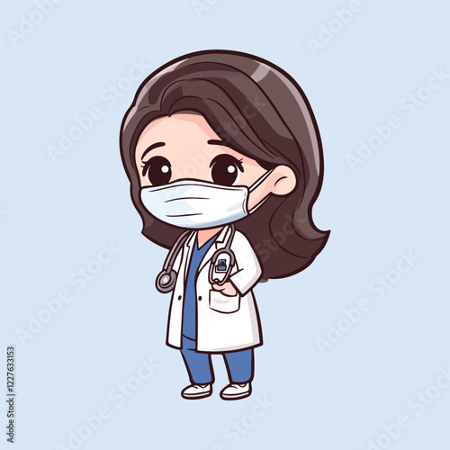 Cartoon character of a female doctor with a stethoscope vector illustration 