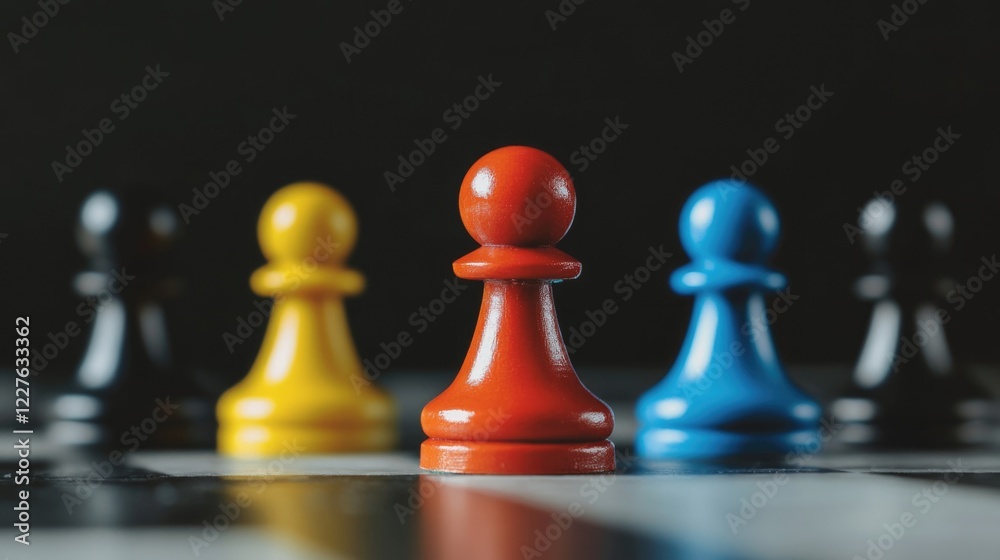 Team Strategy Planning with Chess Pieces Symbolizing Competitive Business Negotiation and Collaboration on a Game Board with Copy Space Team Strategy Planning with Chess Pieces Symbolizing Competitive Business Negotiation and Collaboration on a Game Board with Copy Space