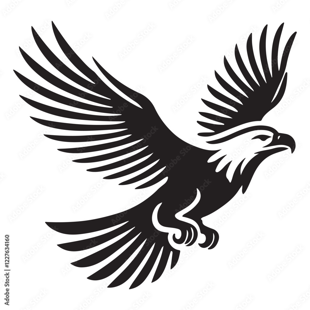 Stunning Eagle Silhouette in Flight Vector Illustration Stunning Eagle Silhouette in Flight Vector Illustration