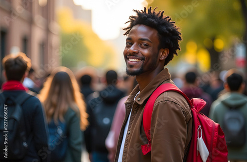 Portrait of Black college student going back to school on campus