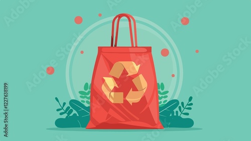 No Plastic Bag Allowed Flat Vector Illustration