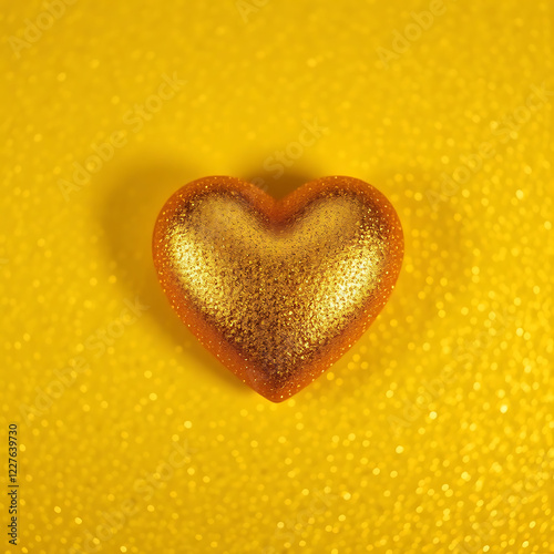 Golden Heart on a Glittering Gold Background
