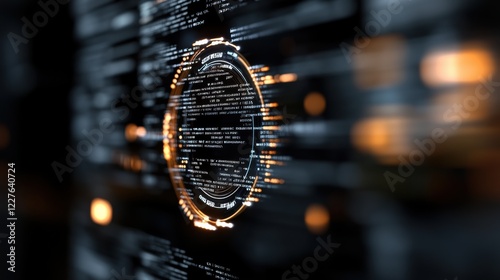 Futuristic digital interface with glowing data visualization and circular HUD elements, enhancing technology-focused search engine optimization visibility.