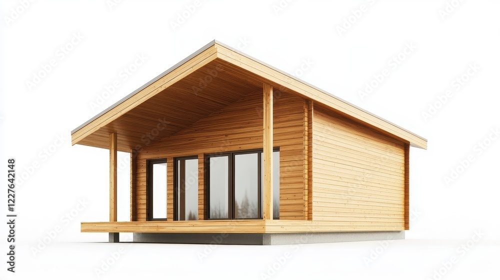 Modern Wooden House with Large Windows and Porch Modern Wooden House with Large Windows and Porch
