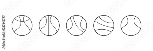 Basketball ball icon. line and glyph version, outline and filled vector sign. Rubber ball linear and full pictogram. Sports equipment symbol, logo illustration. Different style icons set