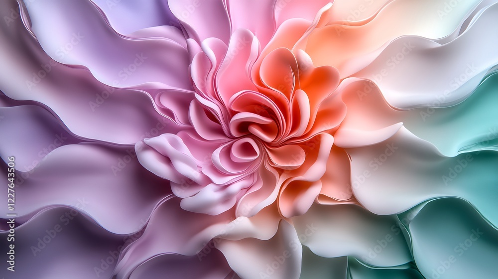 Abstract Pastel Flower Bloom: A Symphony of Soft Hues and Curving Petals Abstract Pastel Flower Bloom: A Symphony of Soft Hues and Curving Petals
