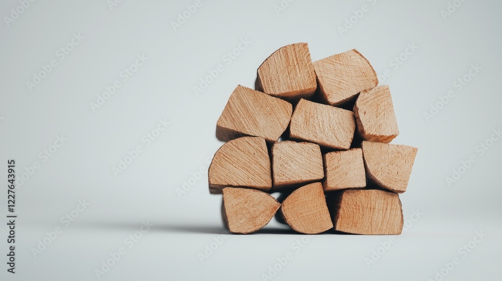 Natural Short Logs Stacked in a Neat Pile for Woodwork and Seasonal Decoration Natural Short Logs Stacked in a Neat Pile for Woodwork and Seasonal Decoration