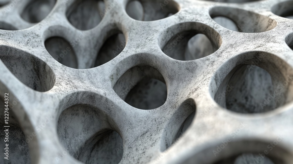 Abstract Close-Up of Textured Concrete Surface with Intricate Hollow Patterns and Organic Shape Design Abstract Close-Up of Textured Concrete Surface with Intricate Hollow Patterns and Organic Shape Design