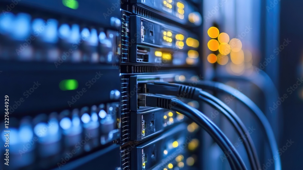 Naklejka premium Network Storage Infrastructure with Hard Drives and Cables for Data Recovery and Technology Infrastructure Concepts