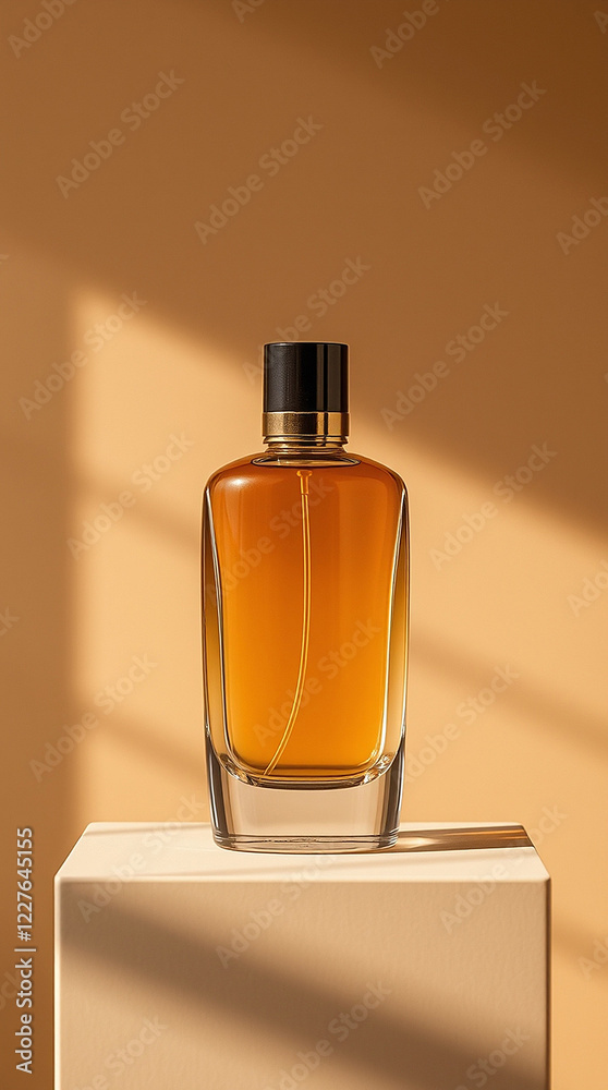 Photo of an elegant perfume bottle on a podium, showcasing refined features. Perfume bottle Mockup Photo of an elegant perfume bottle on a podium, showcasing refined features. Perfume bottle Mockup