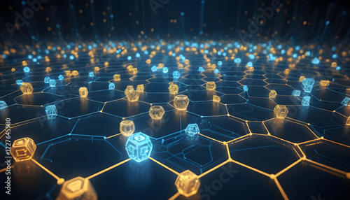 Dynamic molecular simulation event virtual space 3d visualization futuristic environment close-up viewpoint technology concept