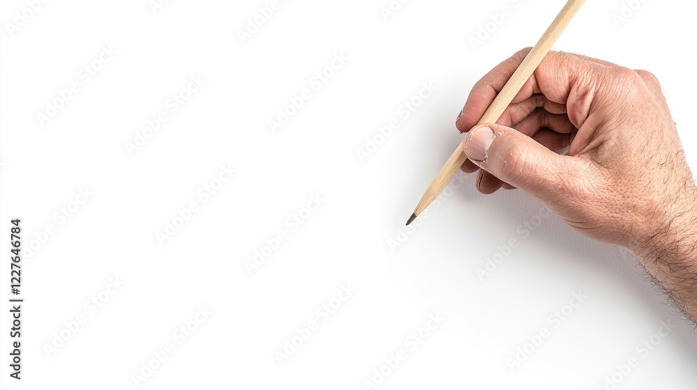 Hand Holding Pencil Over Clean White Background Ready for Drawing or Writing Creative Expression Hand Holding Pencil Over Clean White Background Ready for Drawing or Writing Creative Expression