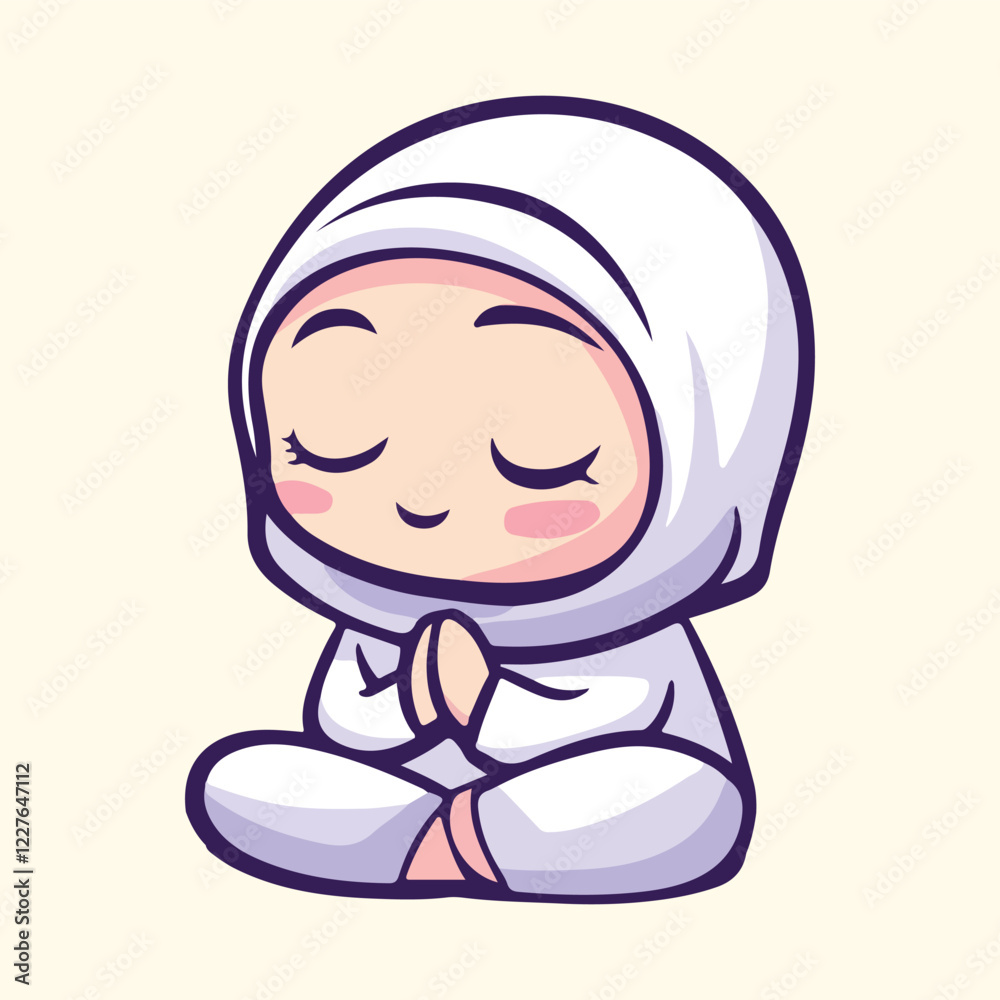 Cute Hijab Girl Praying vector illustration Cute Hijab Girl Praying vector illustration
