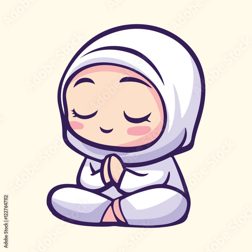 Cute Hijab Girl Praying vector illustration 