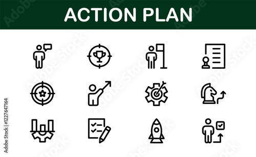 Action Plan Icon Set. Clean, Professional Graphics for Workflow, Business Strategy, and Productivity Tools