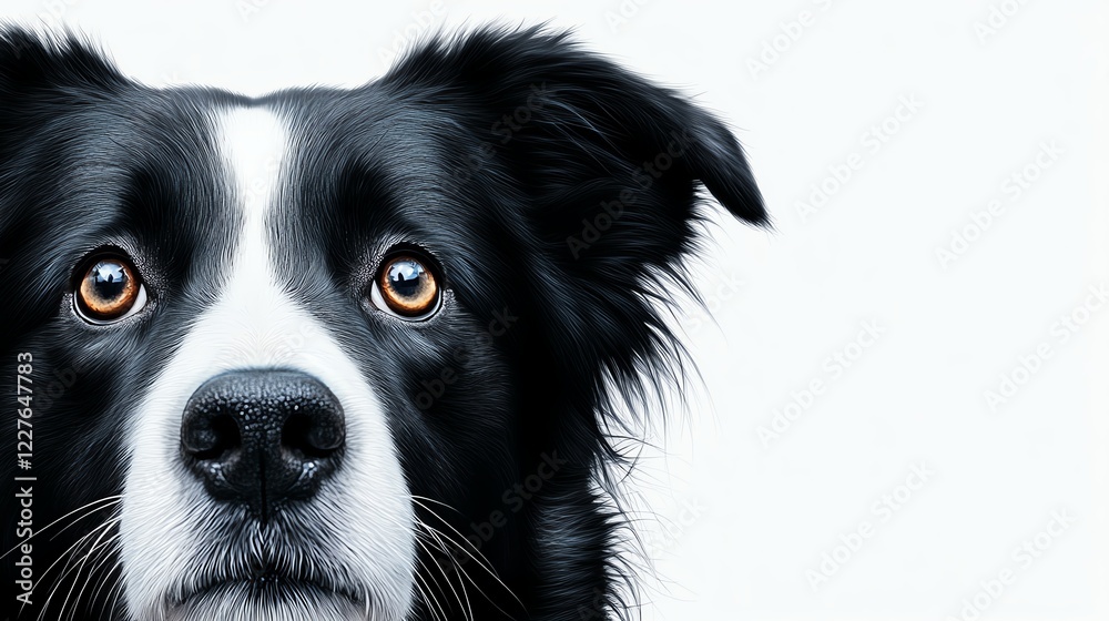 a Border Collie staring intensely, highenergy and focused, sharp photorealistic details, isolated on white background a Border Collie staring intensely, highenergy and focused, sharp photorealistic details, isolated on white background