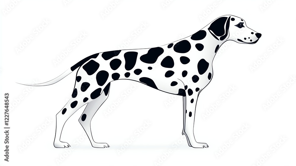 a Dalmatian dog standing proudly, bold graphic design, strong contrast, isolated on white background a Dalmatian dog standing proudly, bold graphic design, strong contrast, isolated on white background