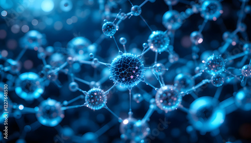 Exploring molecular interactions of nanoparticles laboratory scientific imagery digital environment close-up innovative research