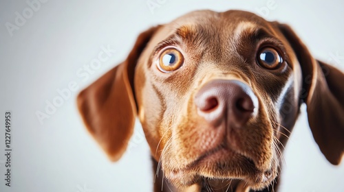 Wallpaper Mural a Doberman puppy looking up with big puppy eyes, expressive and lovable, ultraHD realism, isolated on white background Torontodigital.ca
