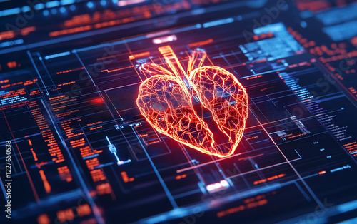 HDL Cholesterol metabolism blood. A futuristic concept illustration of cholesterol metabolism monitoring.