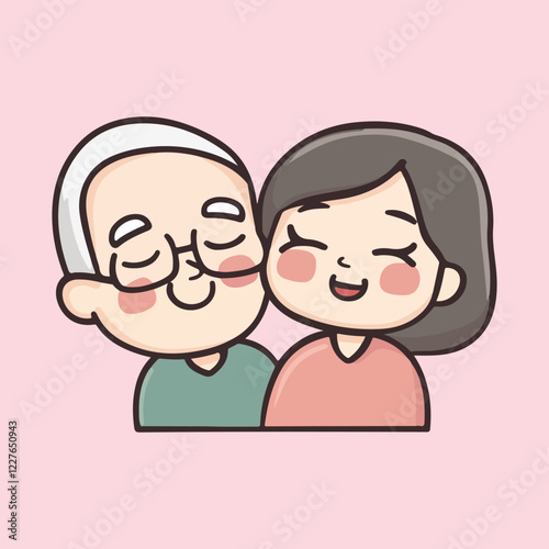 Cute Grandparents Couple vector illustration 
