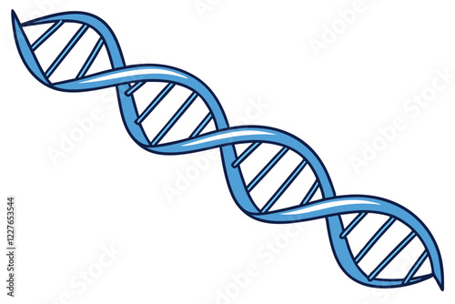 DNA helix, blue 3D model, genetic structure, scientific illustration, double helix, molecular biology, genetics symbol, glossy texture, white background, minimal design, educational diagram, biotechno