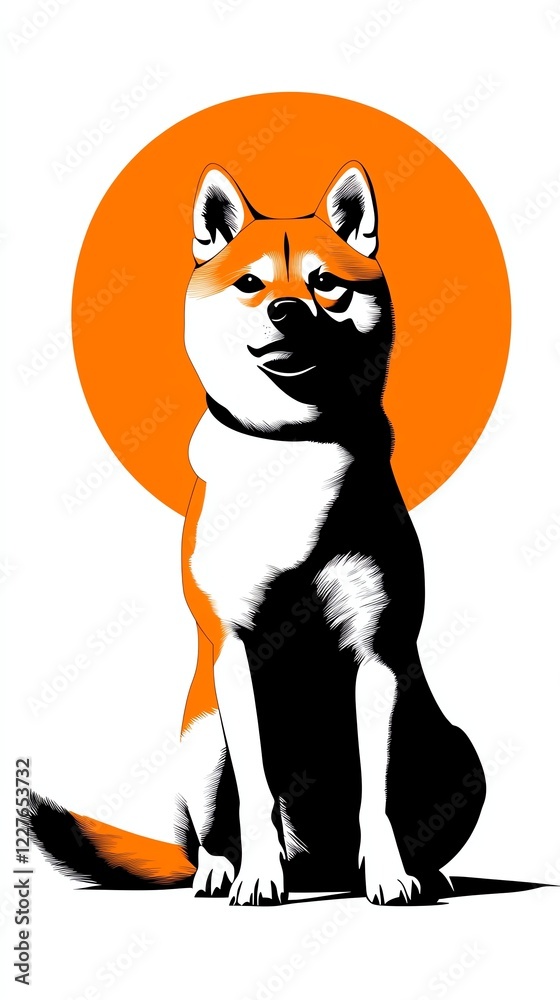 Obraz premium a Shiba Inu dog posing confidently, bold vector popart style, isolated on white background