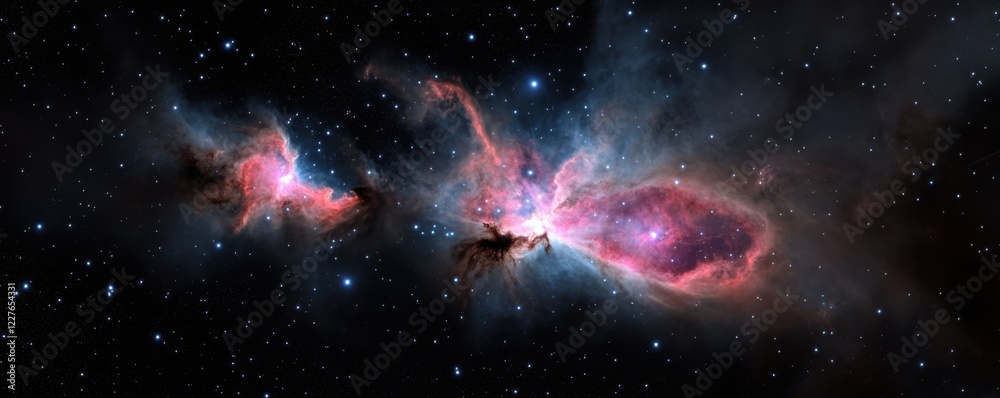 Naklejka premium Stunning Cosmic Landscape with Nebula and Stars in Deep Space