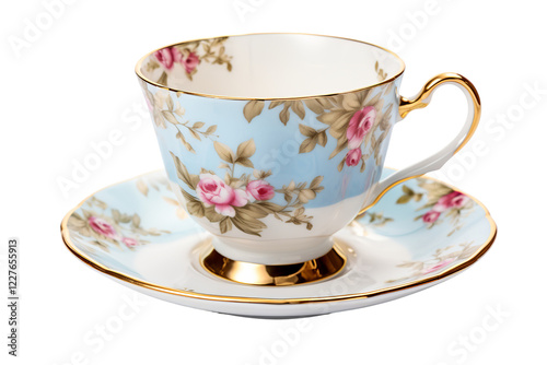 Wallpaper Mural Dainty Porcelain Teacup and Saucer Isolated on White Cut-Out Torontodigital.ca